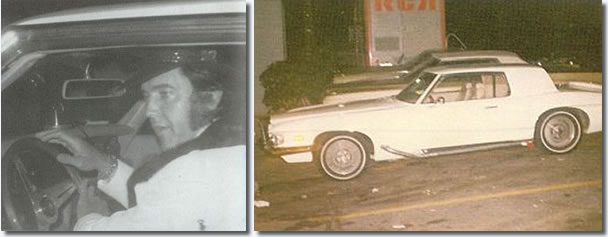 Above, first photo, Elvis at Stax Studio July 22, 1973 - second photo, Elvis' 1972 Stutz Blackhawk at Stax Studio December, 16, 1973