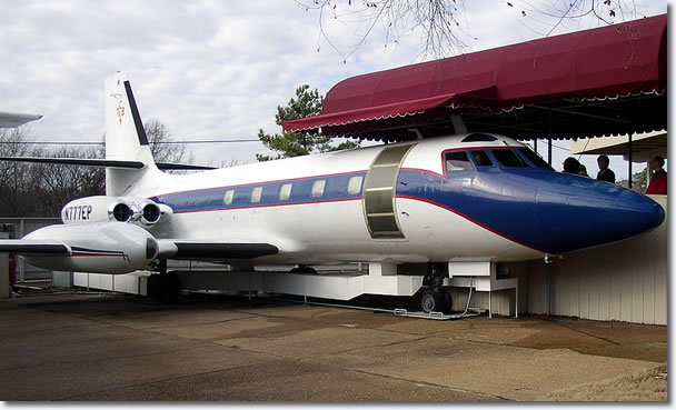 N777EP The front office of Elvis Presley's Jetstar preserved and sitting on the property of the Graceland tour