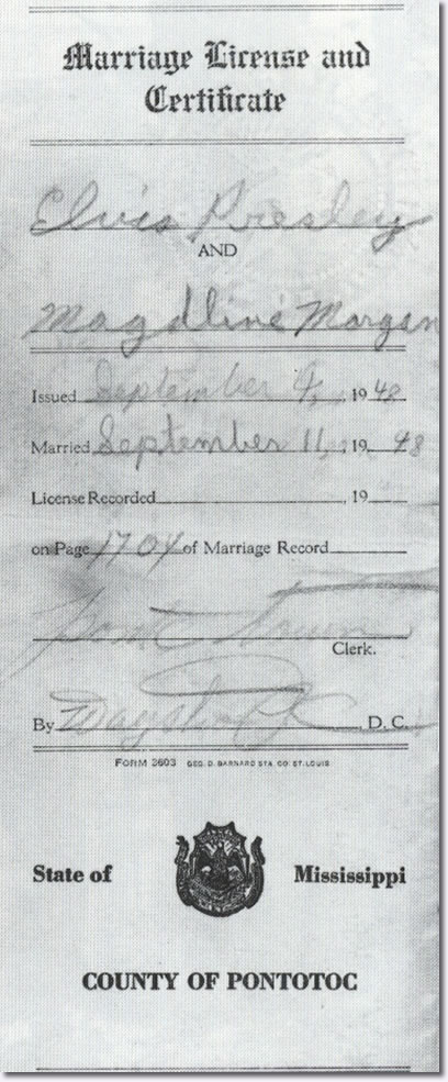 Magdalene Morgan and Elvis Presley 'marriage certificate'  